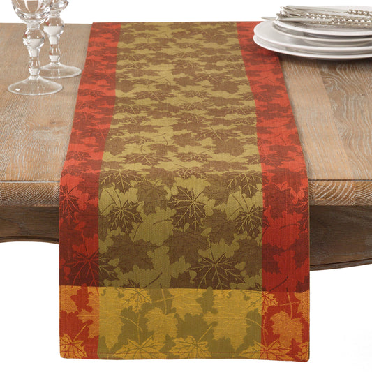 1221 - Foliage Cotton Thanksgiving Cotton Table Runner - 13x72 in