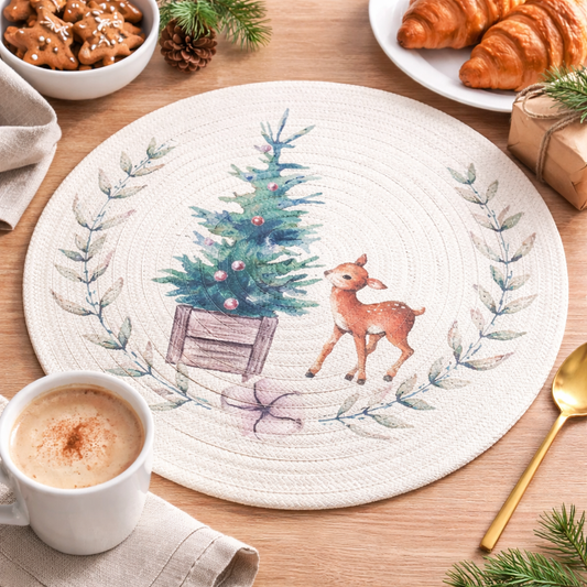 Deer Woven Cotton Blend Heat Resistant 12" Placemat