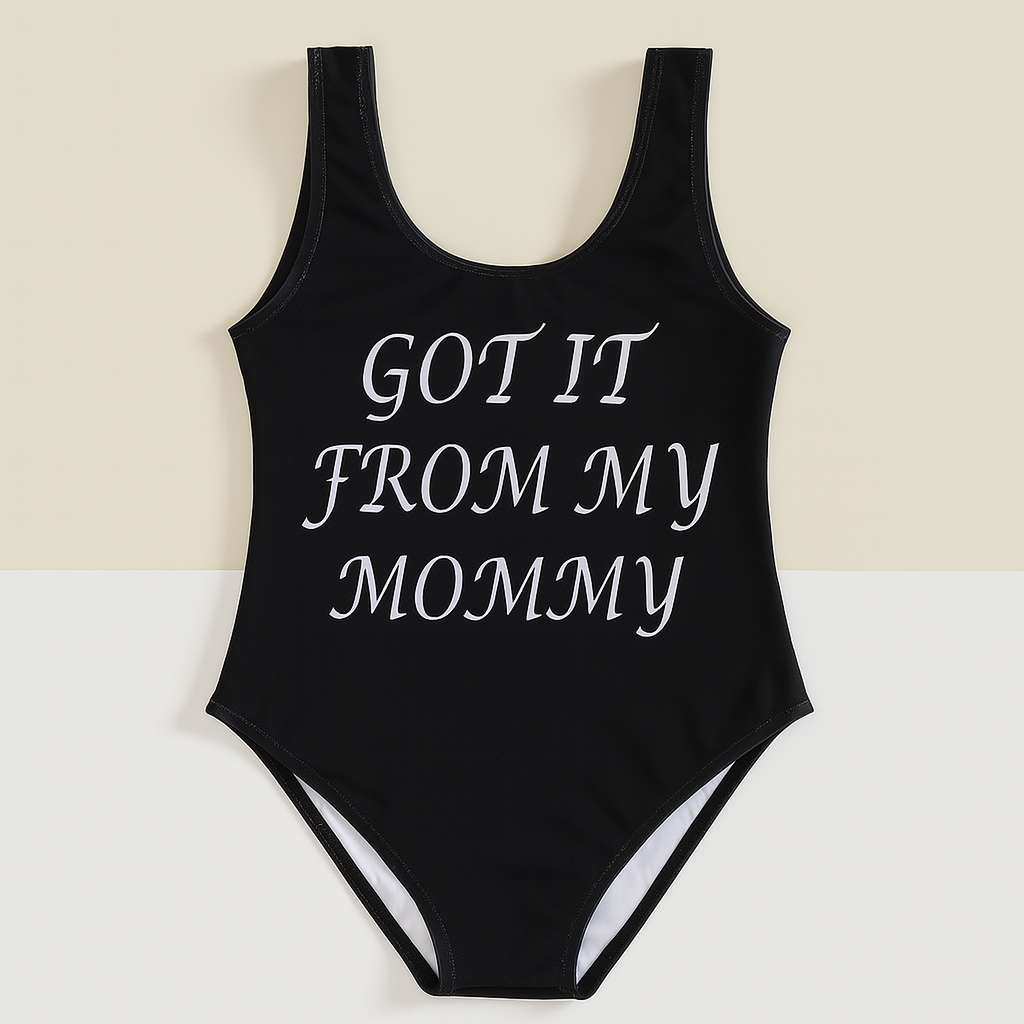 Black GOT IT FROM MOMMY One-Piece Mom-Daughter Swimsuit