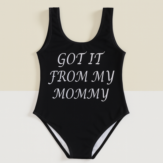 Black GOT IT FROM MOMMY One-Piece Mom-Daughter Swimsuit