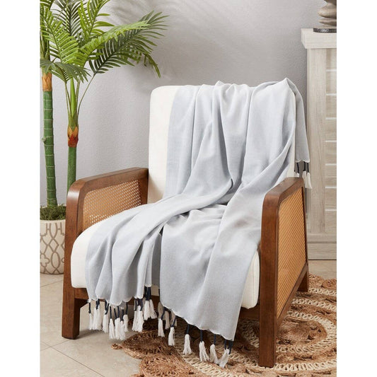 TH2164 - Chambray Luxe Tassel Cotton 50x60 Throw Blanket