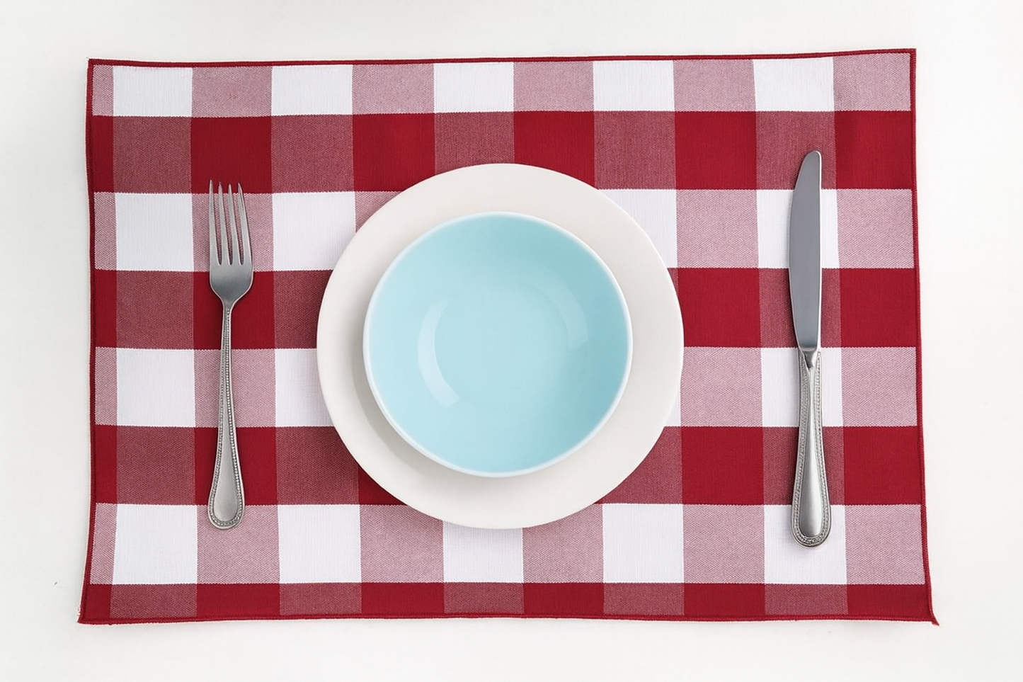 TBL0045 - Red-White Reversible Buffalo Plaid Placemat - 14"x 20"