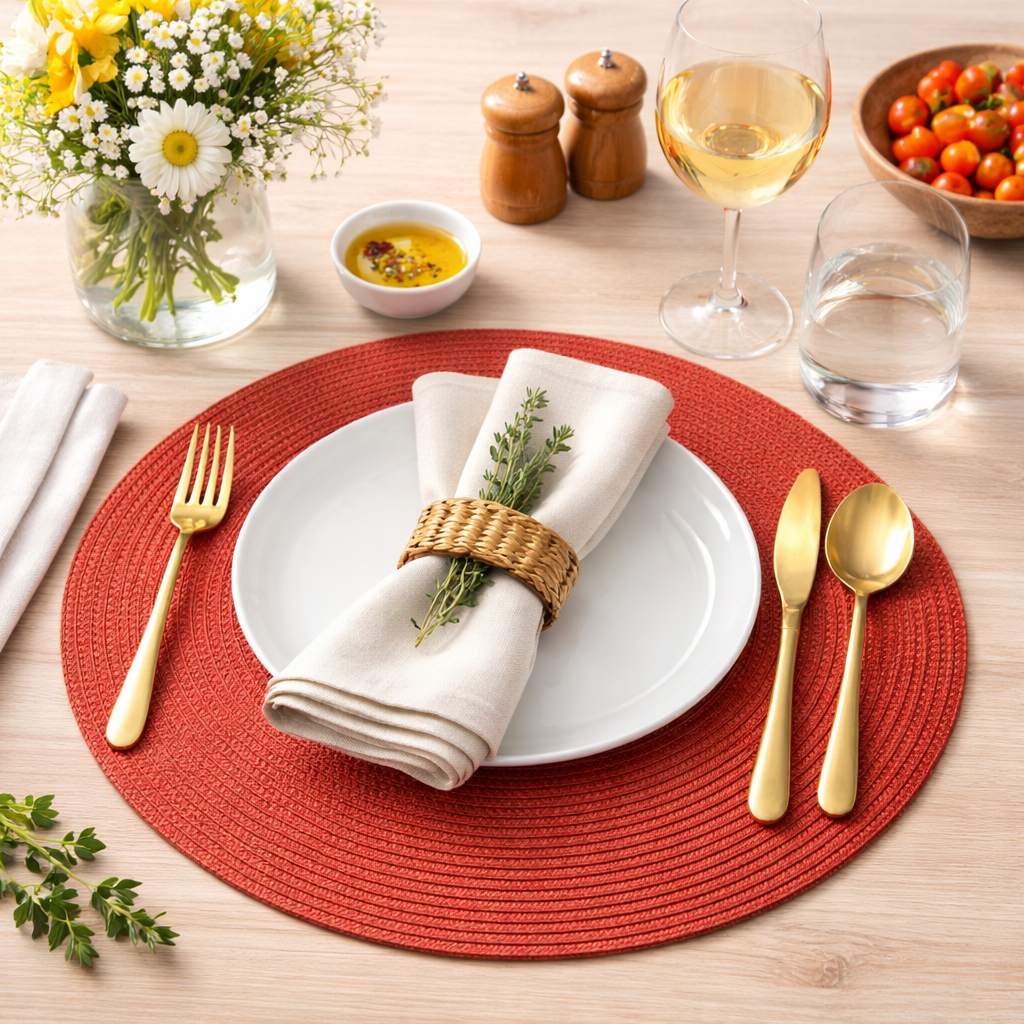 Red Woven Round 14" Round Placemat