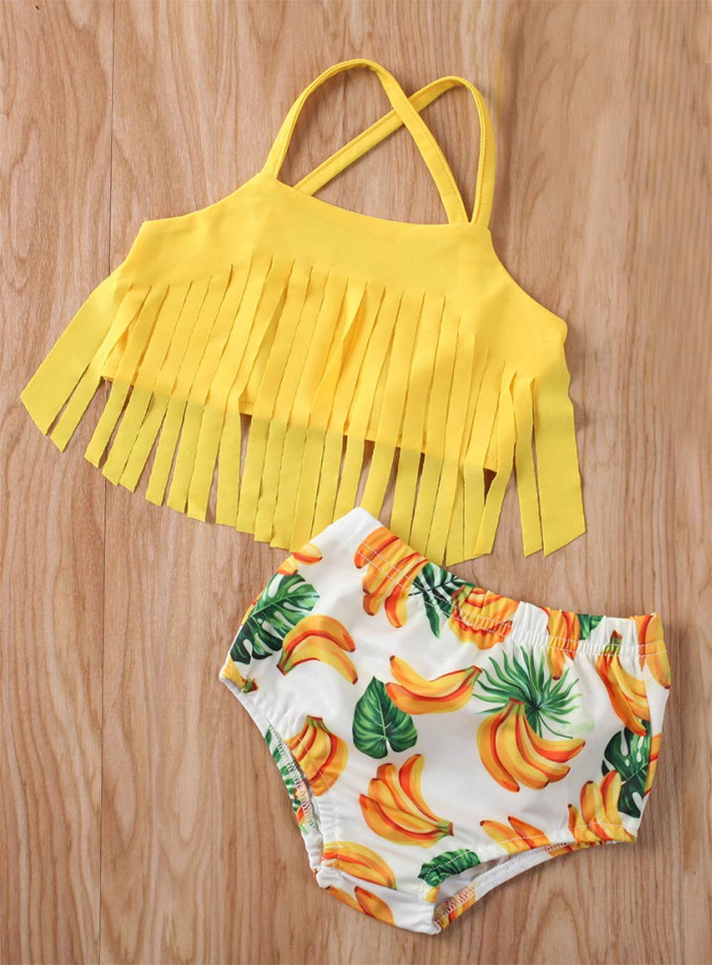 Yellow Banana Fringe 2-Piece Toddler Girl Swimwear Set