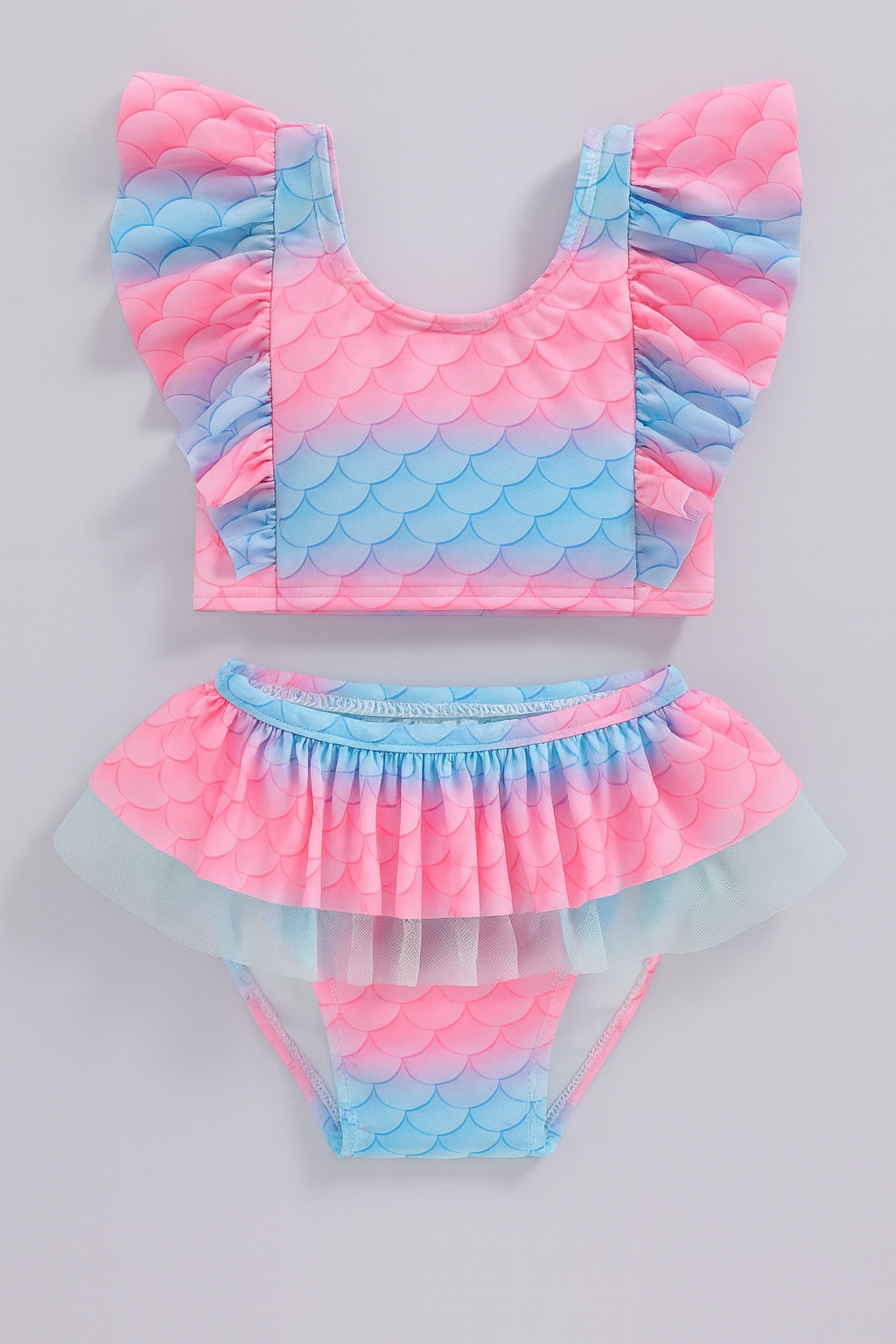 Blue-Pink Ice-Cream 2pcs Girl Swimsuit
