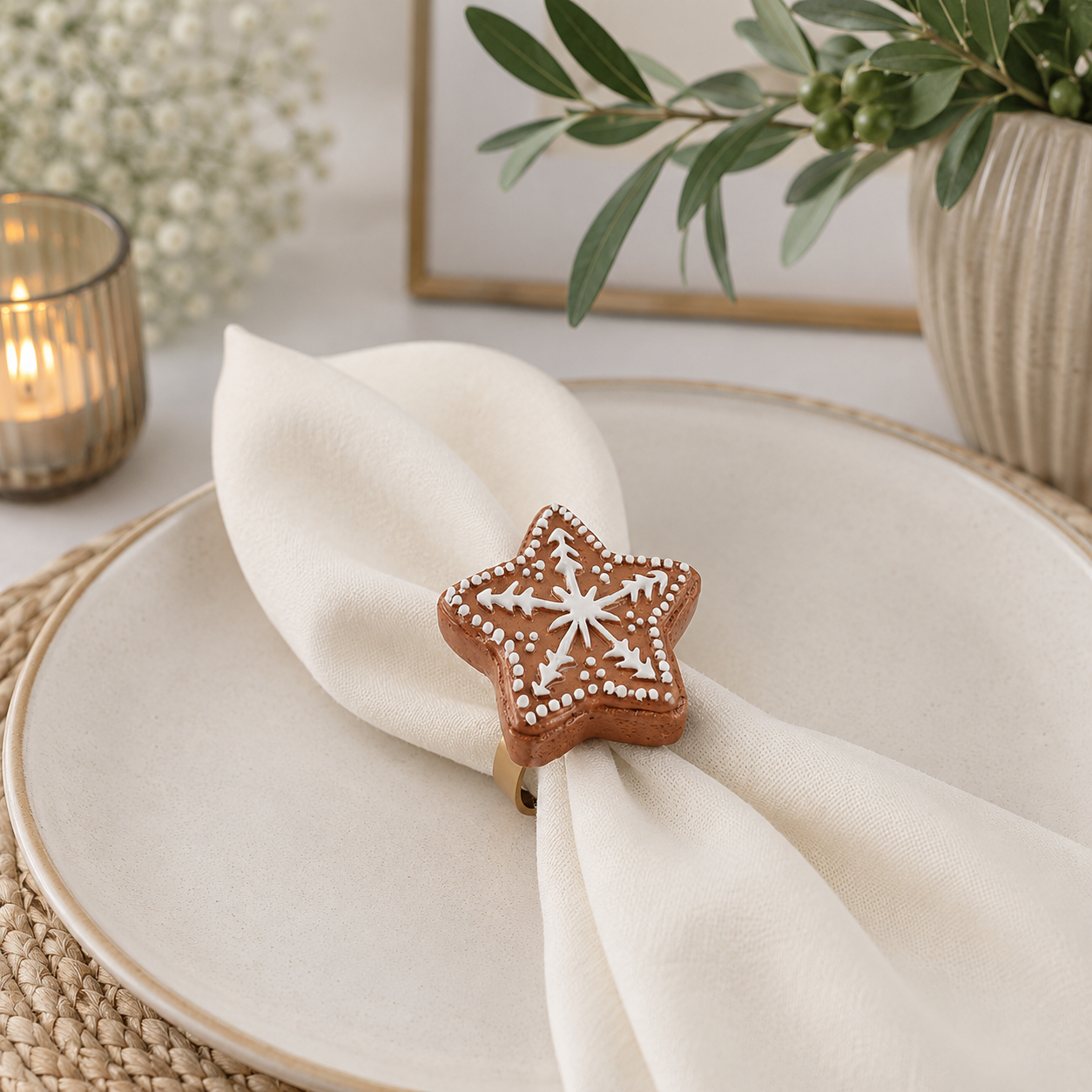Brown Gingerbread Star Napkin Ring