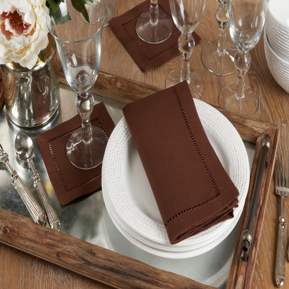 6314 - Chocolate Hemstitched Cloth Napkin