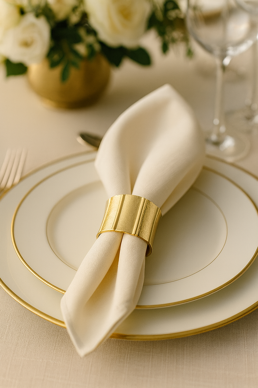 NR0182 - Gold Hammered Metal Napkin Ring