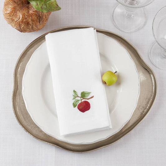 YP167 - Embroidered Apple White 20" Dinner Napkin