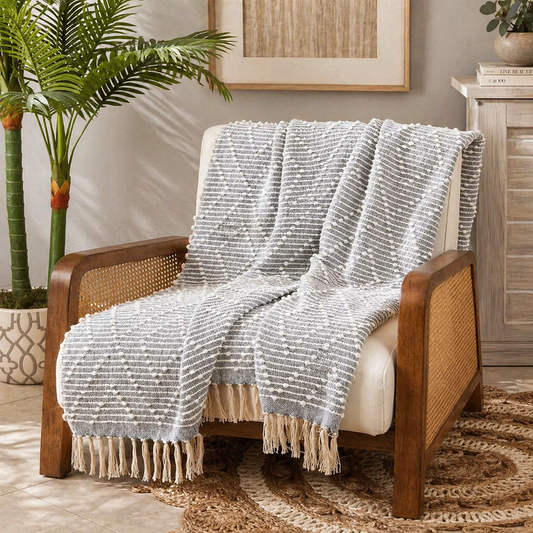 Navy Blue Diamond Woven 50x60 Throw Blanket