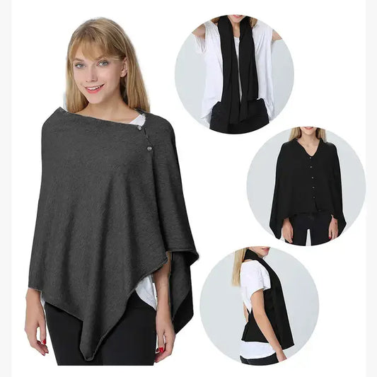 Slate Multi-use Knit Soft Nursing Shawl Poncho