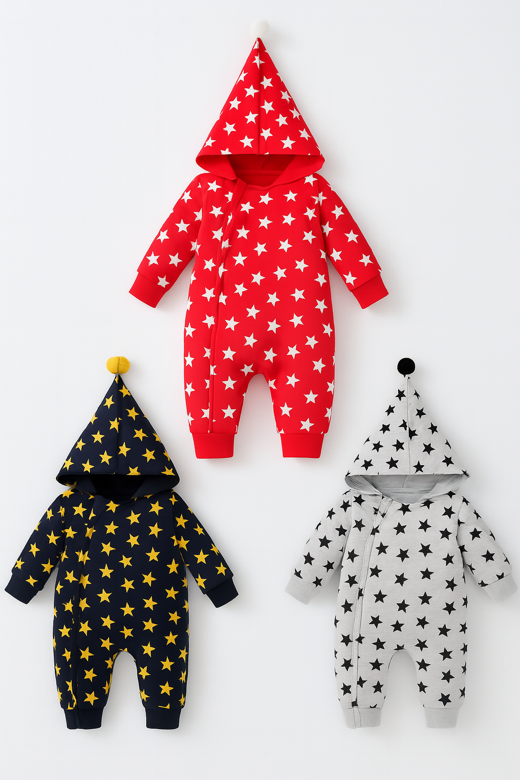 Allover Stars Baby Hooded Bodysuit