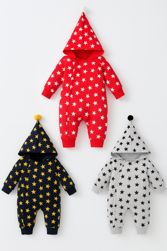 Allover Stars Baby Hooded Bodysuit