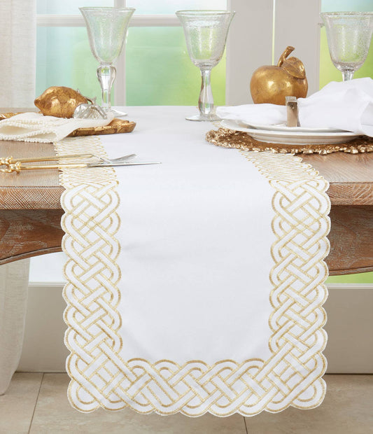 1729 - Gold Braid Embroidered Table Runner