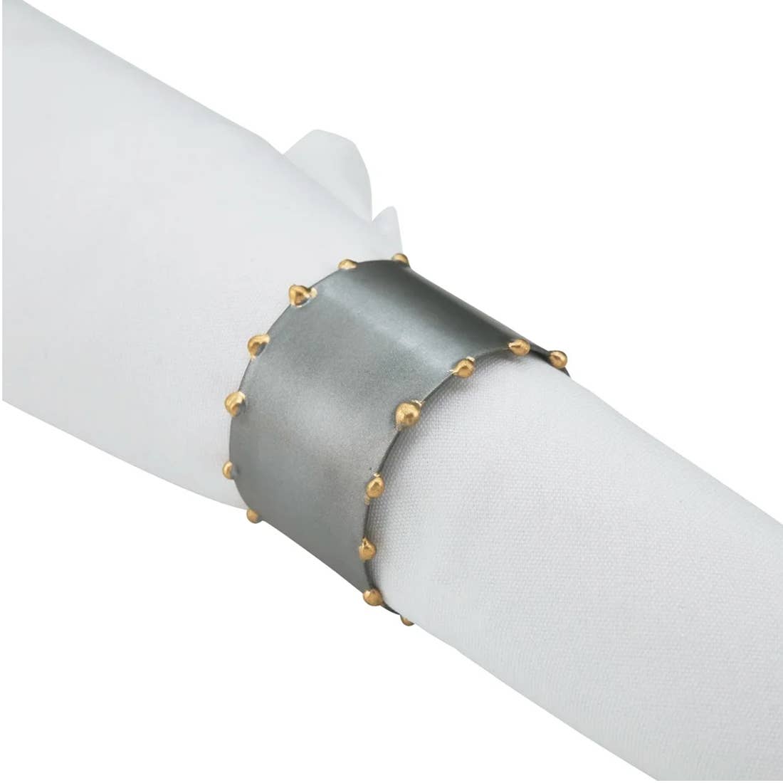 NR484 - Silver Dot Rim Metal Napkin Ring