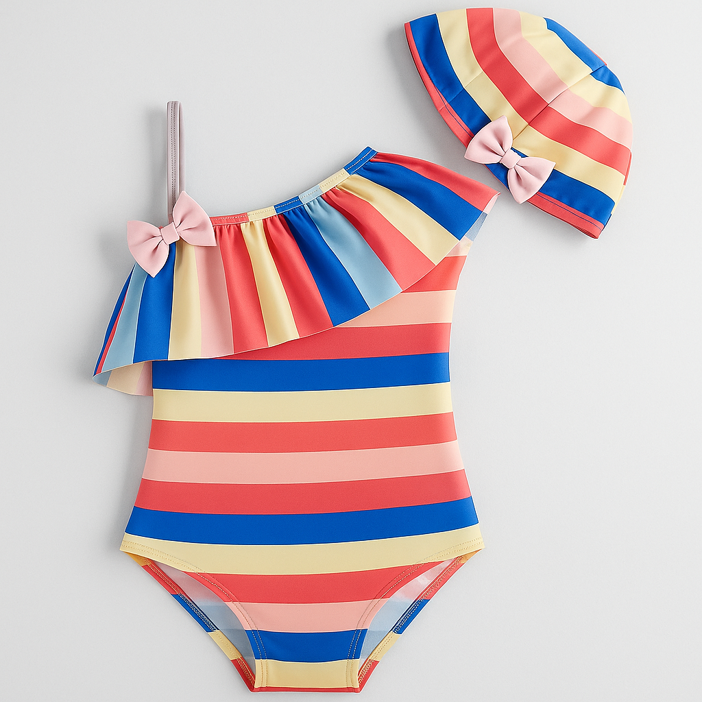 Rainbow Ruffle One-Piece Toddler Swimsuit