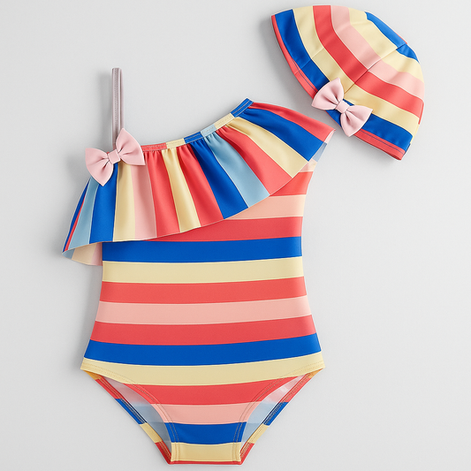 Rainbow Ruffle One-Piece Toddler Swimsuit