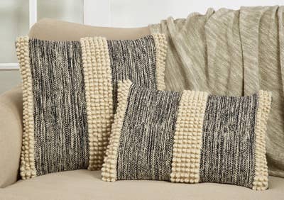 1268 - Pom Pom Stripe Cotton-Wool Throw Pillow