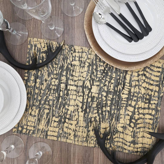 9917 - Animal Gold-Black Foil Print Cotton 14x20 Inch Placemat