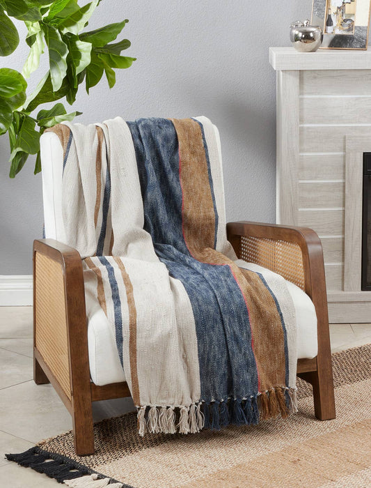 TH570 - Striped Cotton Cotton Throw Blanket - 52"x68"