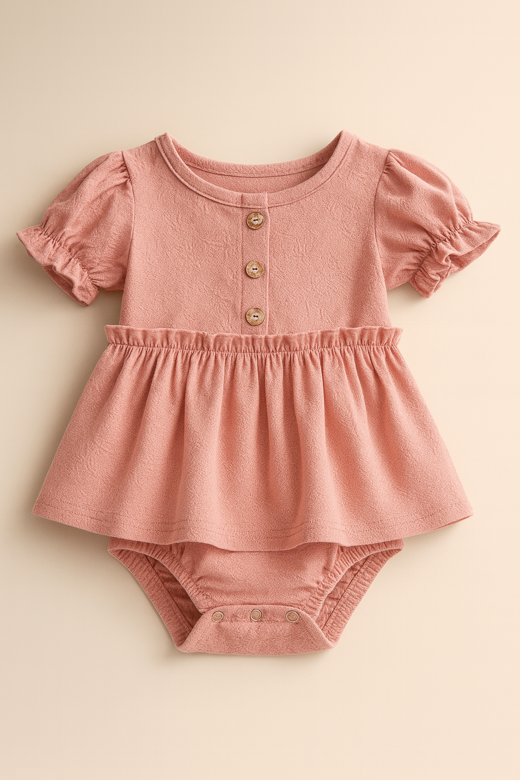 Pink Ruffled Sleeve Cotton Baby Romper Dress