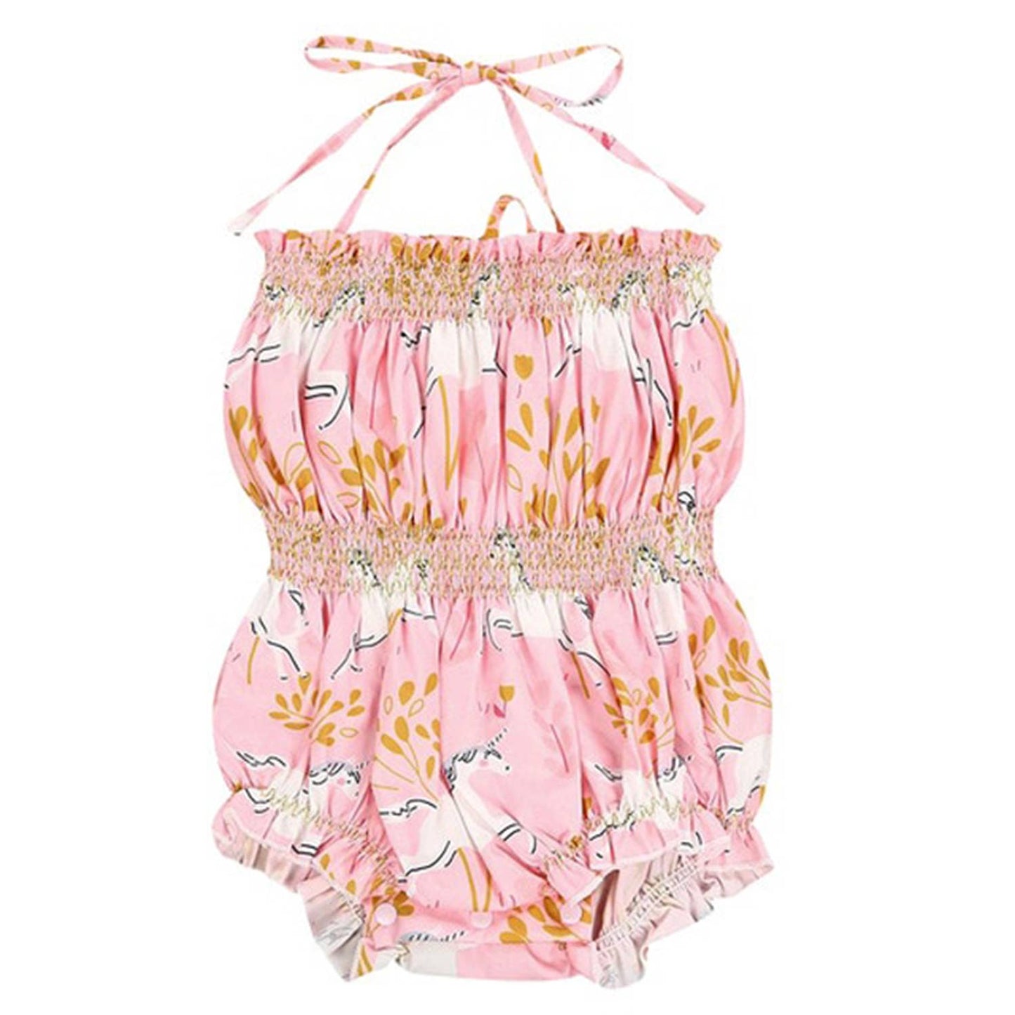 Pink Unicorn Print Baby Sunsuit Romper