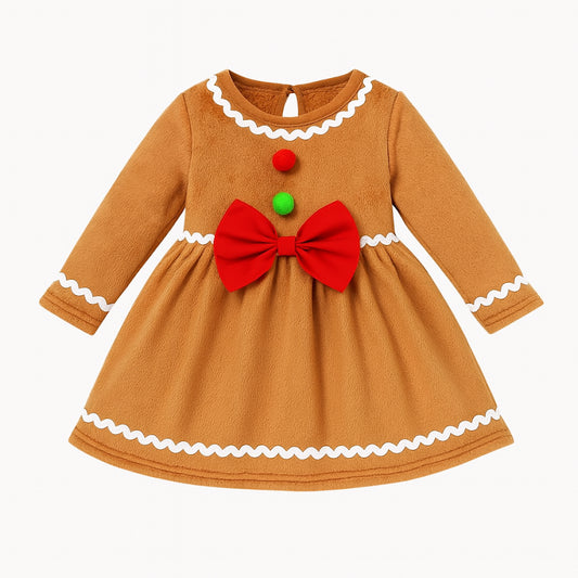 Brown Cute Festive Toddler Baby Girl Dress