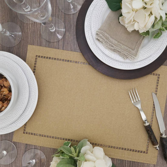 9738 - Natural Laser-Cut Hemstitch 13X19 Inch Placemat