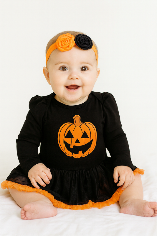 Spooky Pumpkin Tutu Romper Tutu Dress & Headband