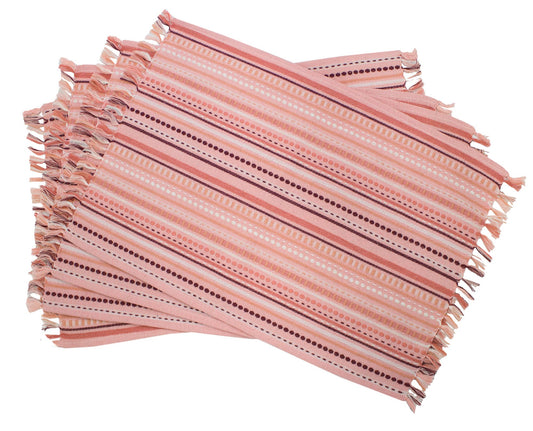 9745 - Salmonl Stitched Line Cotton 13x19 Inch Placemat