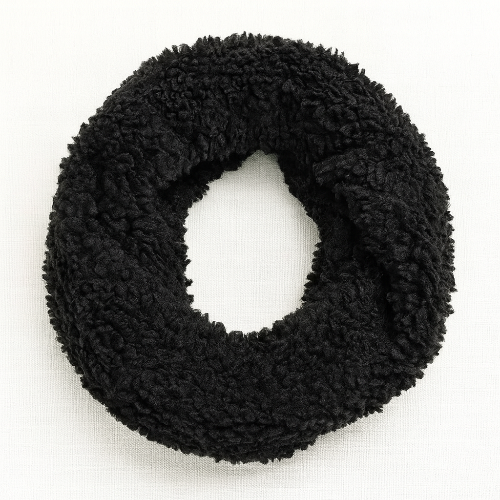 Black Fluffy Faux Fur Infinity Tube Scarf