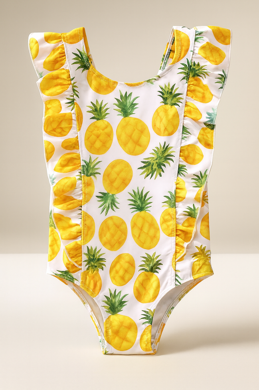 Yello Pineapple Ruffle 1-Piece Girl Swimsuit
