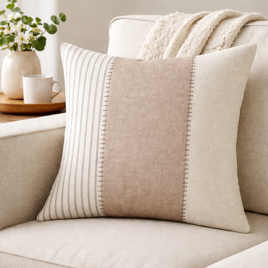 Artison Two-Tone Patchwork 18" Throw Pillow