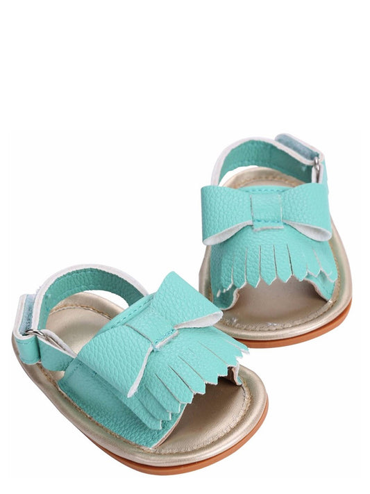 Green Tassel Leatherette Baby Sandal Crib Shoes