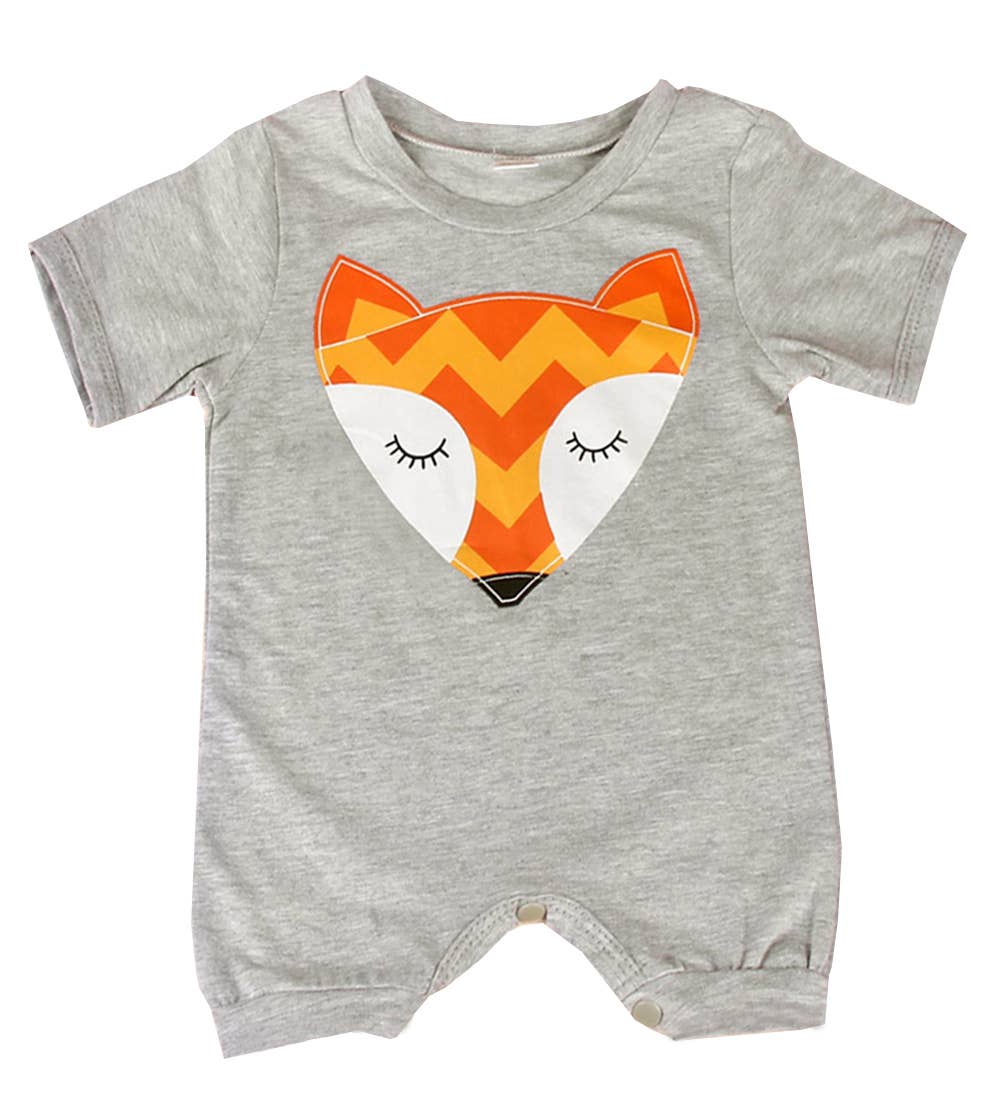 Little Fox Grey Baby Romper