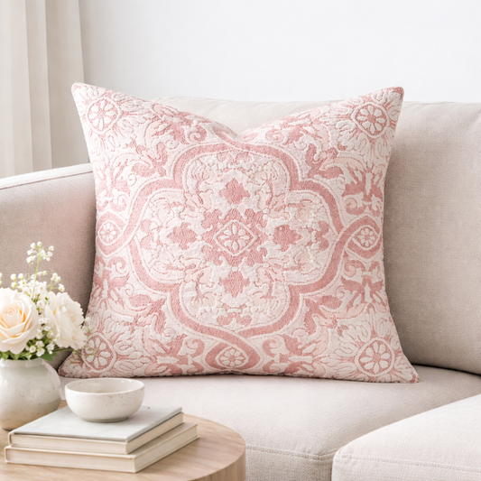 Pink Artisan Tile Pattern 18" Throw Pillow