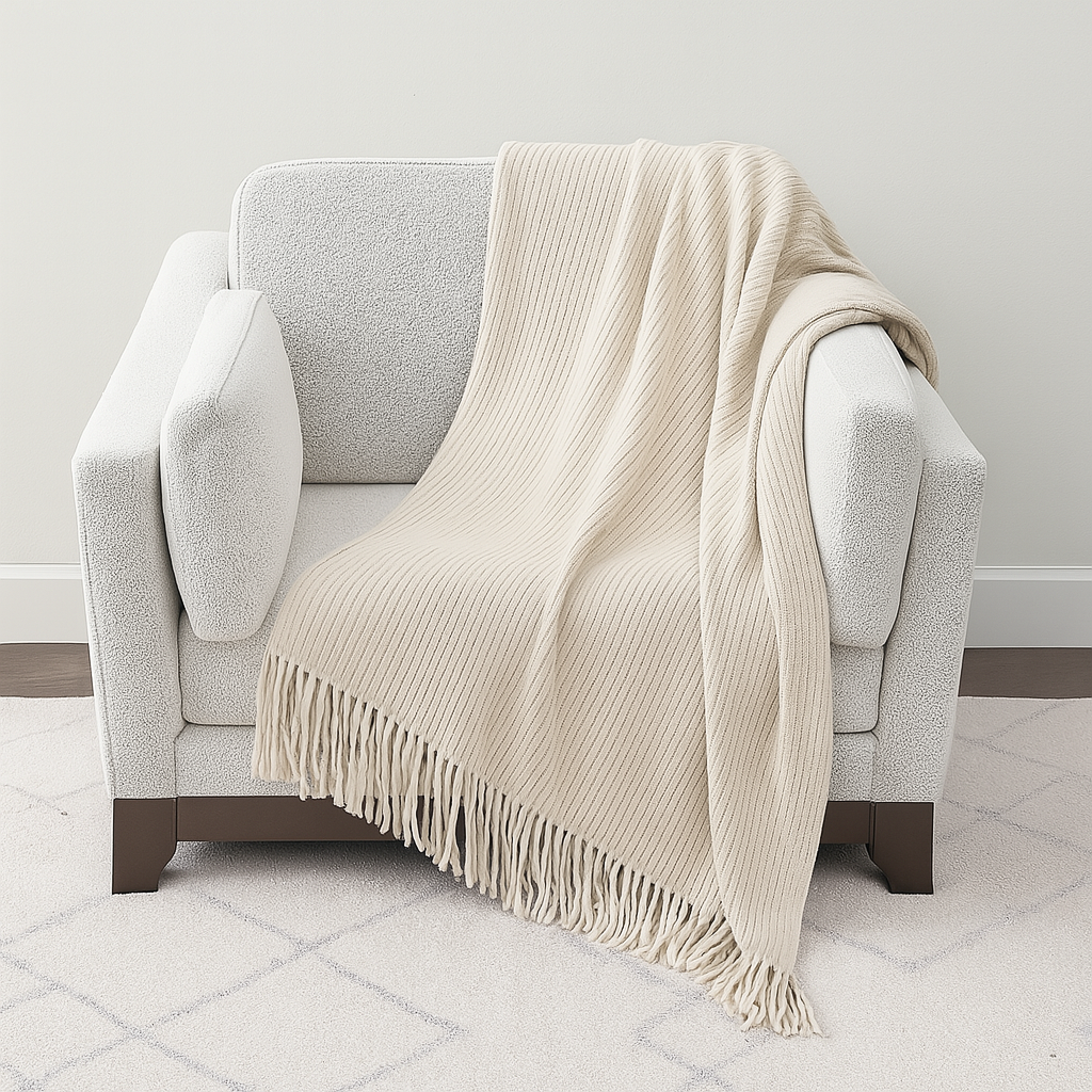 CTH024 - Faux Cashmere Soft 50"x60" Throw Blanket - Ivory