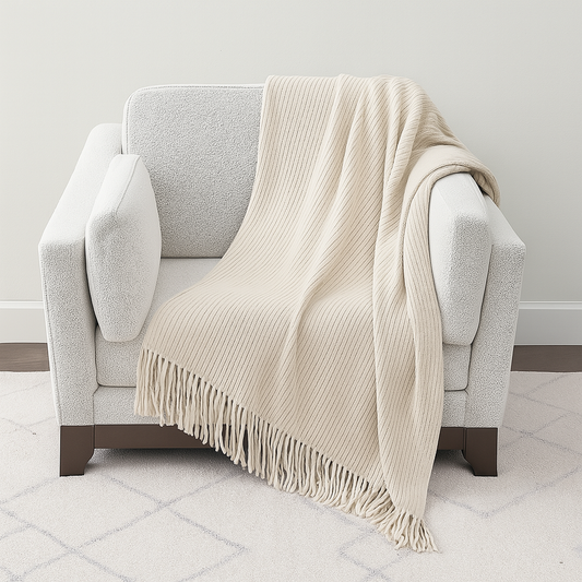 CTH024 - Faux Cashmere Soft 50"x60" Throw Blanket - Ivory