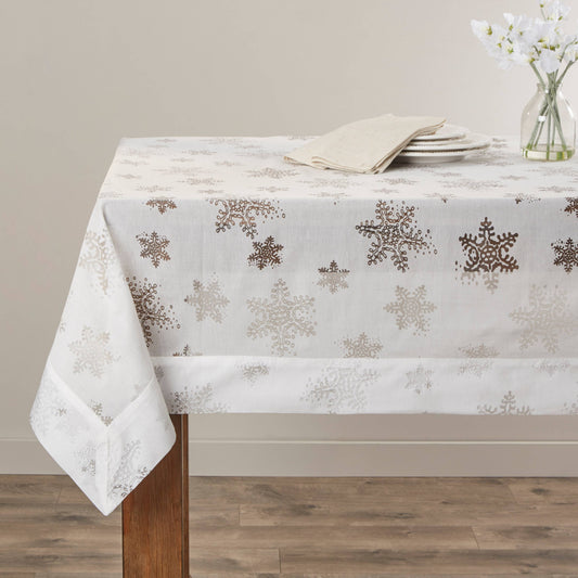 8000 - Burnout Snowflake White Tablecloth