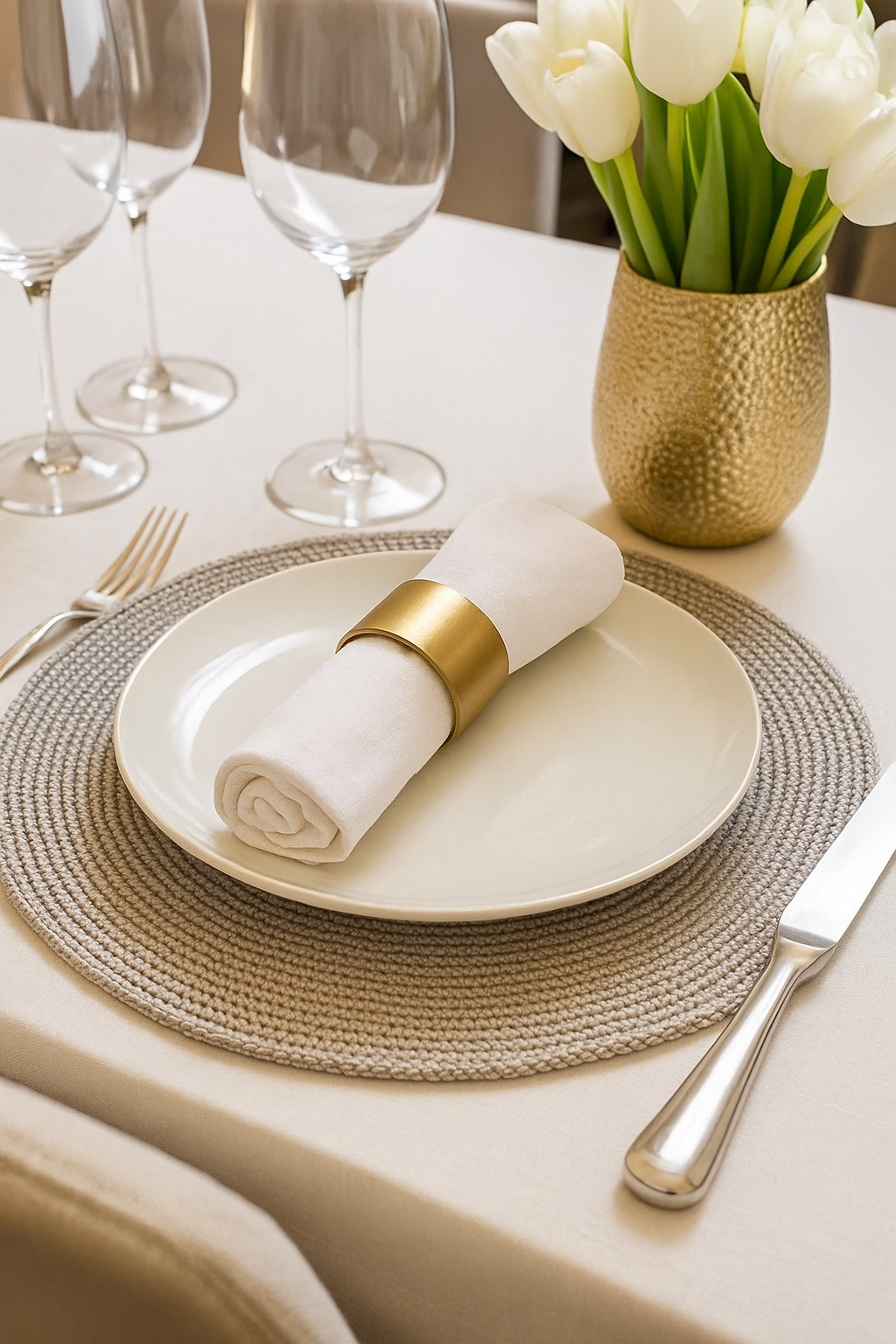 Silver Woven Round 14" Round Placemat