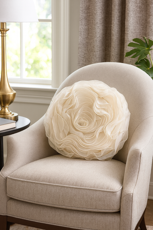160 - Champagne Rose Chiffon Decorative Throw Pillow