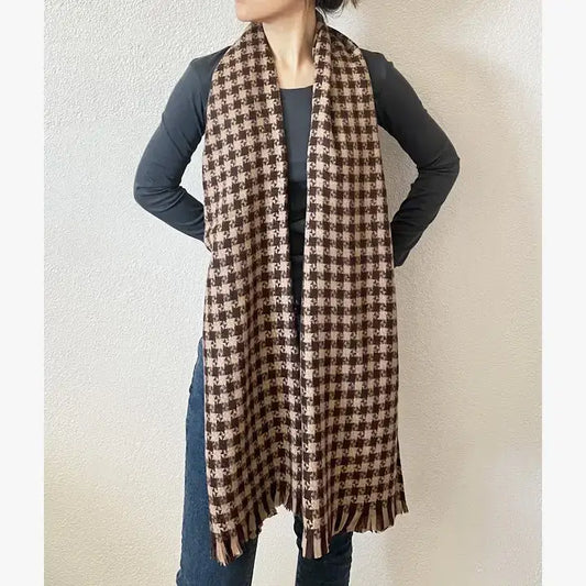 Khaki Windmill Pattern Woven Cashmere Scarf