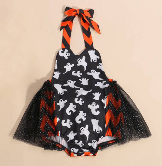Spooky Halloween Backless Romper Baby Girl Costume