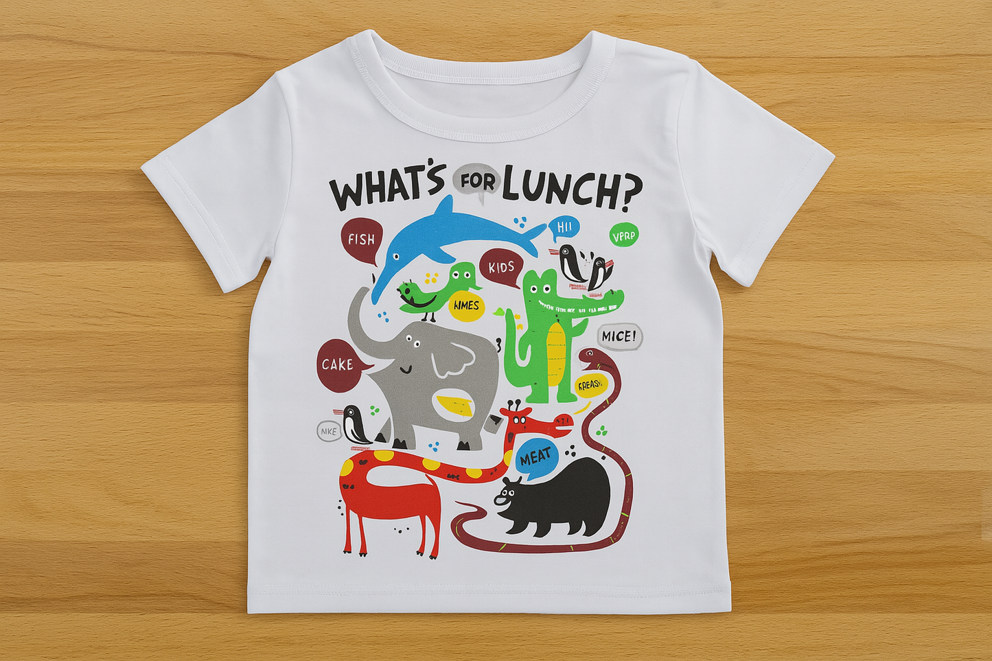White "What's for LUNCH" Graphic Boy T-Shirt
