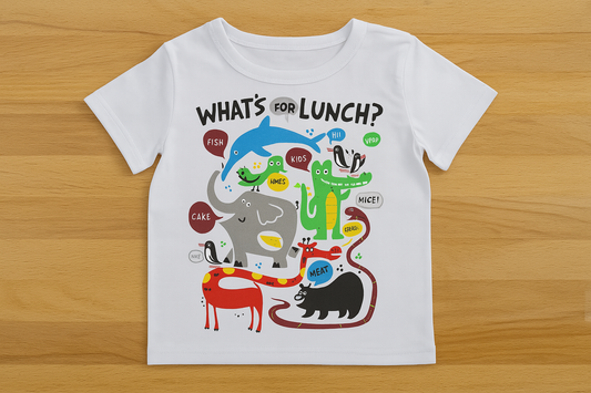 White "What's for LUNCH" Graphic Boy T-Shirt