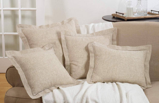 731P - Classic Hemstitch Design Linen-Poly 14"X20" Throw Pillow