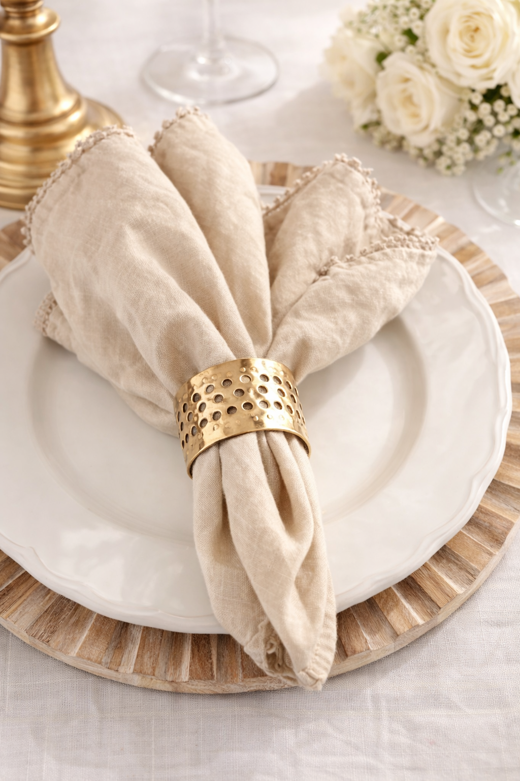 Gold Hole Punched Aluminum Napkin Ring