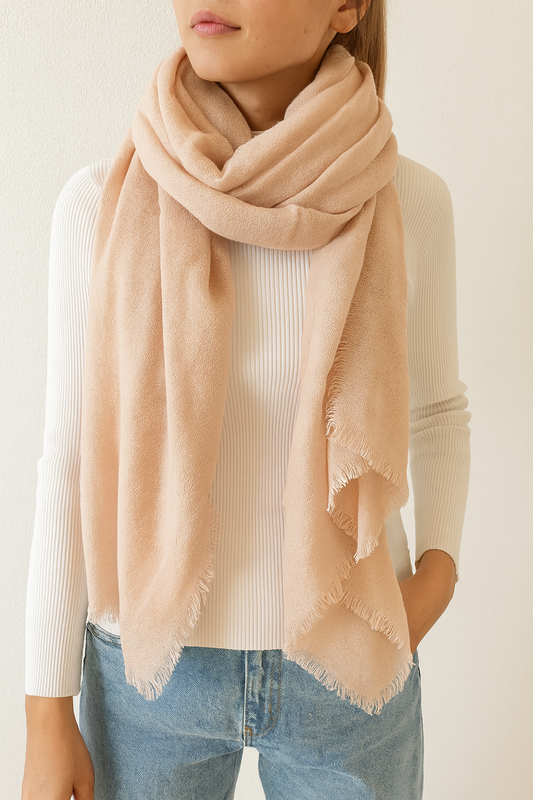 Pink Solid Cashmere Blend Woven Blanket Scarf