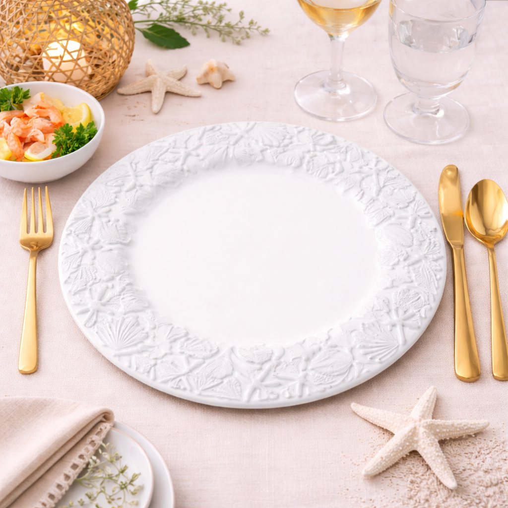 White Sea Shells 13" Charger Plate