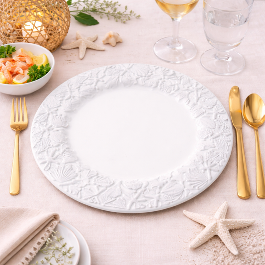 White Sea Shells 13" Charger Plate
